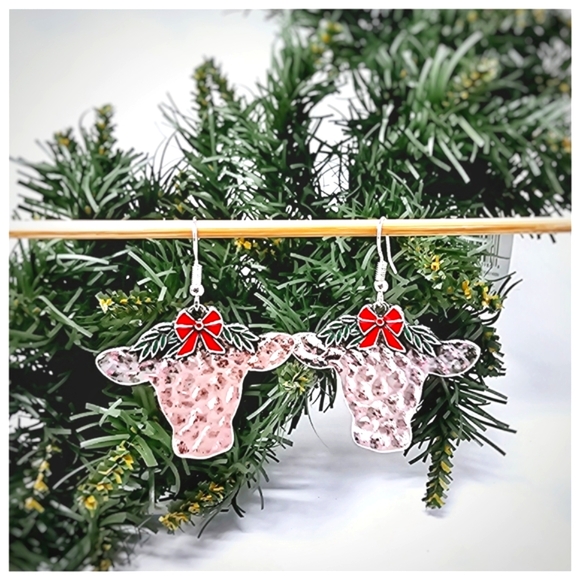 Hippie Jewelry - Hippie | Christmas Cow Dangle Earrings New!